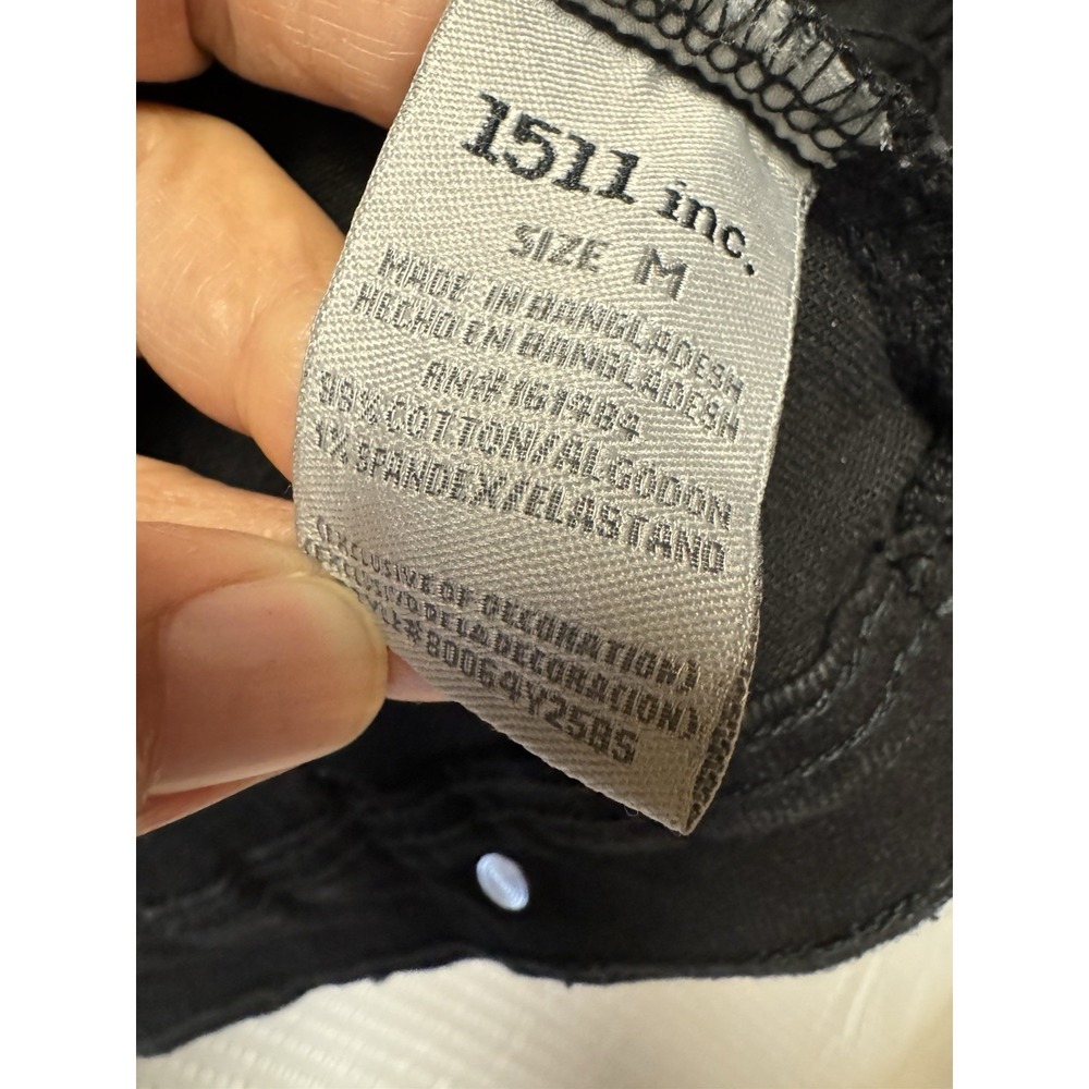 1511 Inc. Women's Distressed Size Medium Black Denim Trucker Pockets - Picture 7 of 12
